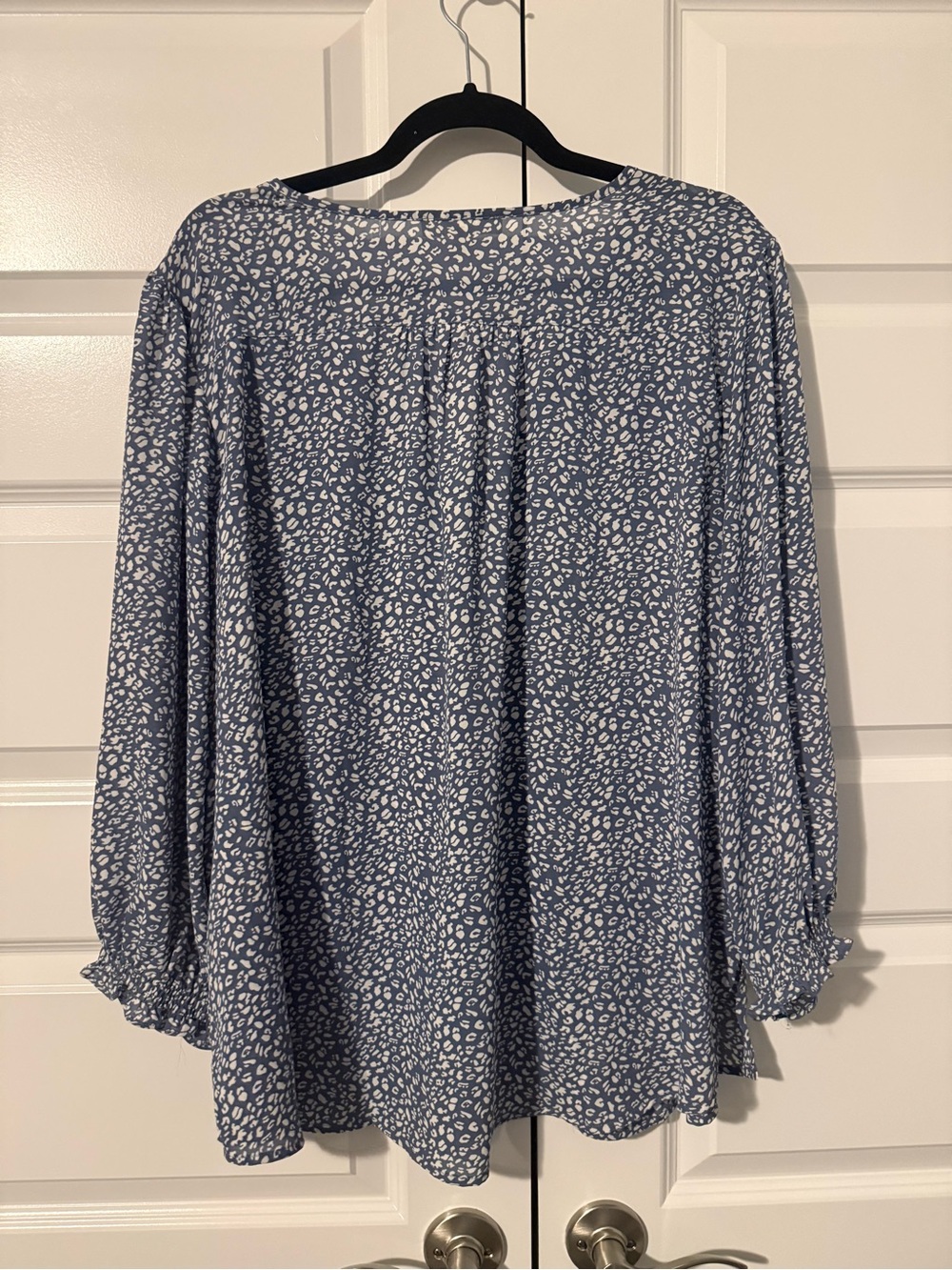 Monday Fun Blue & White Printed Blouse - Picture 3 of 3